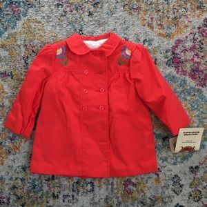 Vintage casual time girls spring red button jacket